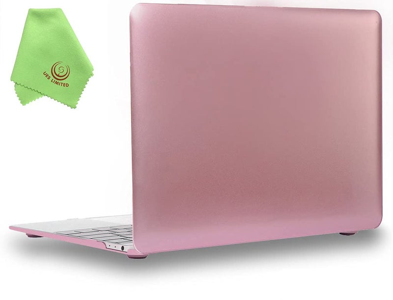 UESWILL Luxury Gold Metallic Coated Matte Hard Shell Case Cover Compatible with MacBook 12 inch with Retina Display (Model: A1534) + Microfibre Cleaning Cloth, Rose Gold - Image 1